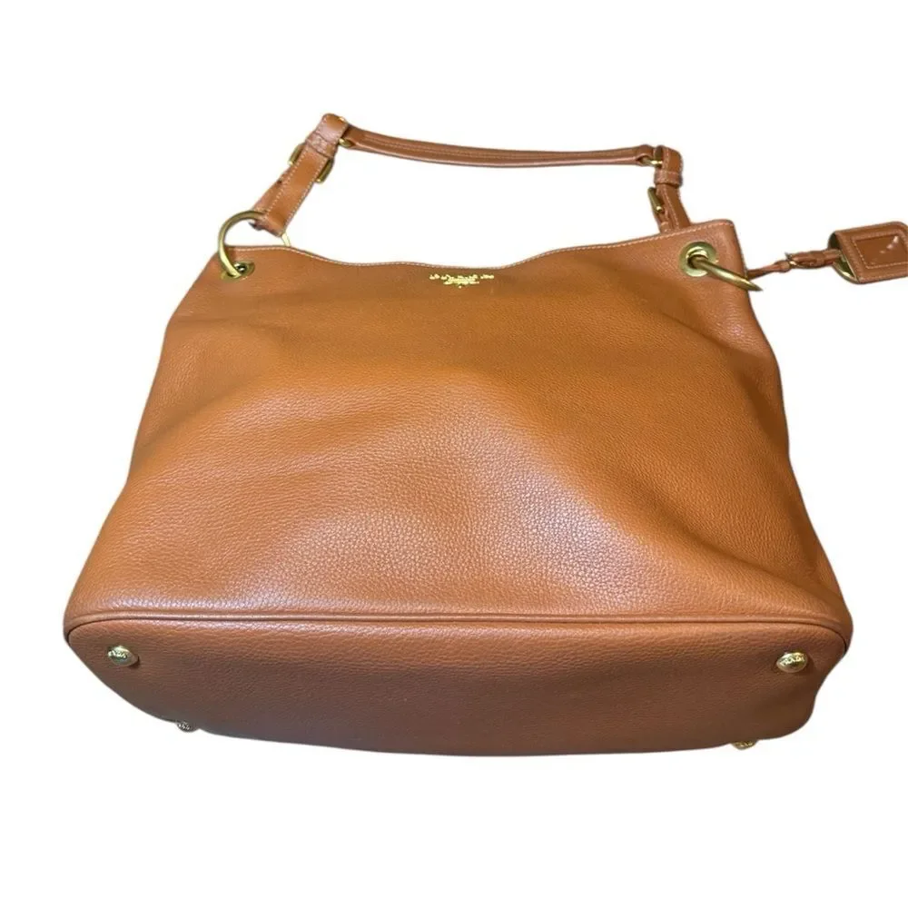 PRADA Tan Brown Vitello Daino Leather Hobo Bag